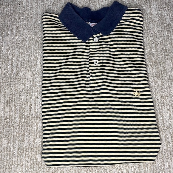 BROOKS BROTHERS | MENS BROOKS BROTHERS YELLOW AND NAVY COLLARED POLO, SIZE L - Picture 3 of 5